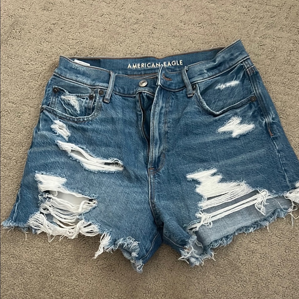 American Eagle Outfitters Blue Distressed Jean Shorts